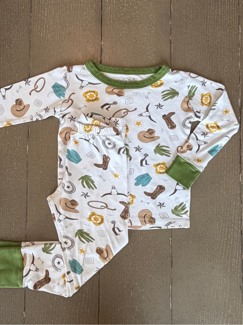 Magnolia Baby Boys’ Western Cowboy 2-Piece Matching Pajama Set • Size 5 (XS)